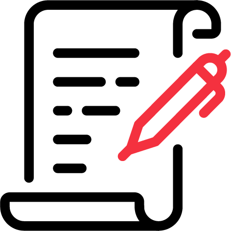 Icon of a pen on a piece of paper